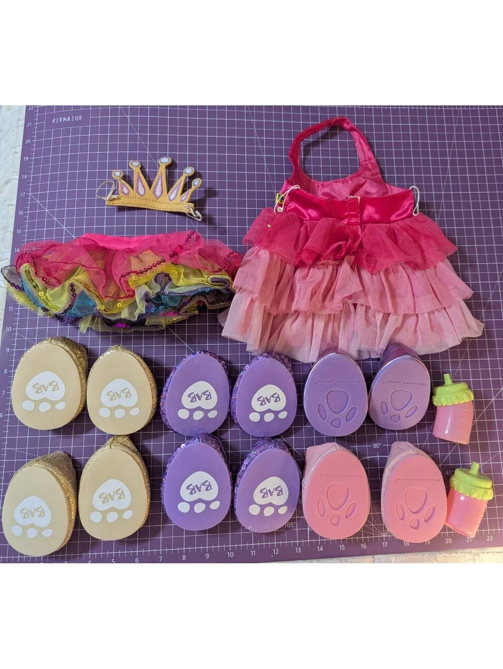Large Build A Bear Clothing and Accessories Lot Dress Skirt Shoes Crown